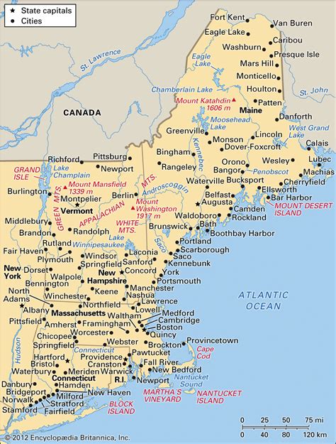 new england map cities named